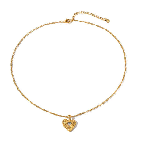Alloy Heart-shaped Necklace With Diamond Fashion INS Style Necklace Love Valentine's Day - AVINCET