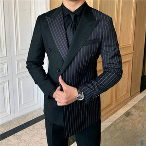 British Striped Double Breasted Suit Men - AVINCET