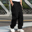 Casual Cargo Pants For Men Loose Straight Drawstring Waist Trousers With Pockets - AVINCET