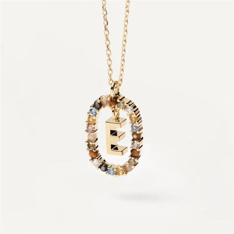 Colored Rhinestone Necklace 26 Alphabet Necklace 18K Fashion Jewelry - AVINCET