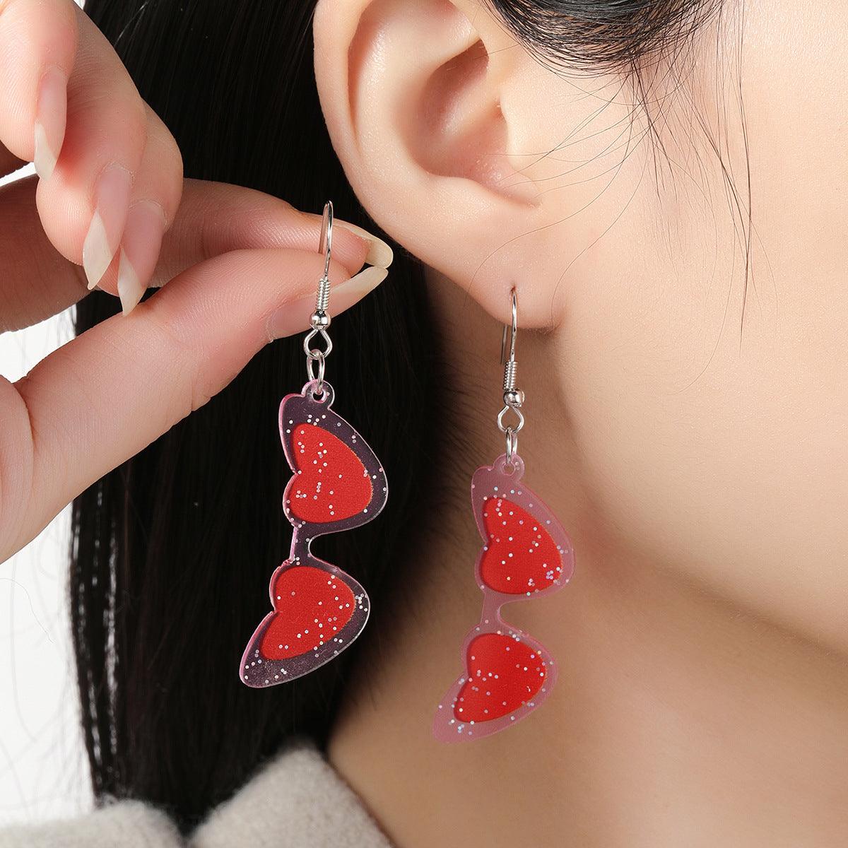 Creative Cute Transparent Acrylic Love Heart Earrings - AVINCET