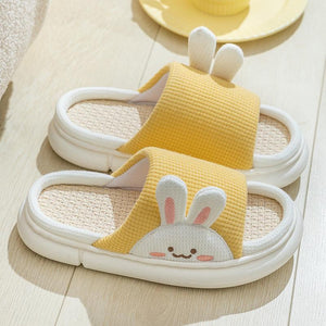 Cute Rabbit Slippers Linen House Shoes For Women - AVINCET