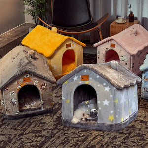 Foldable Dog House Pet Cat Bed Winter Dog Villa Sleep Kennel Removable Nest Warm Enclosed Cave Sofa Pets Supplies - AVINCET