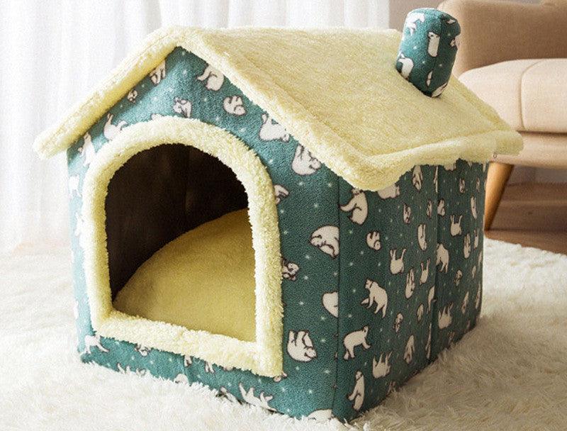 Foldable Dog House Pet Cat Bed Winter Dog Villa Sleep Kennel Removable Nest Warm Enclosed Cave Sofa Pets Supplies - AVINCET