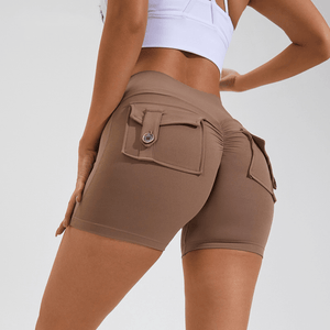 High Waist Hip Lifting Shorts With Pockets Quick Dry Yoga Fitness Sports Pants Summer Women Clothes - AVINCET