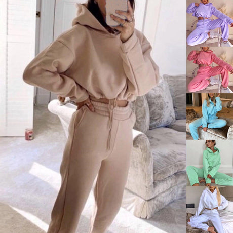 Jogging Suits For Women 2 Piece Sweatsuits Tracksuits Sexy Long Sleeve HoodieCasual Fitness Sportswear - AVINCET