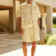 Knitted Cardigan Shorts Color Matching Two-piece Suit Men - AVINCET