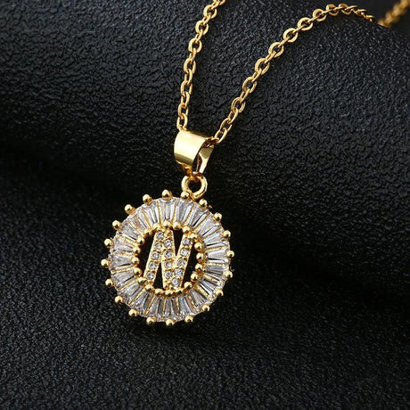 Letter Necklace Female Necklace 26 Letters Copper Inlaid Cubic Zircon - AVINCET