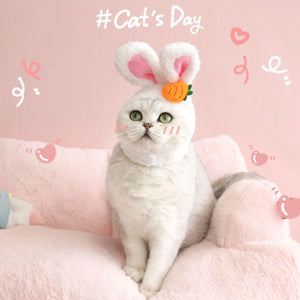Plush Cartoon Cat Dog Rabbit Ears Cute Easter Decoration Hat Head Cover - AVINCET