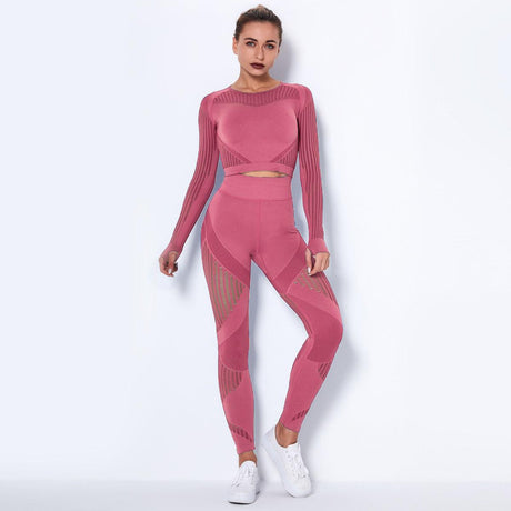 Seamless Knitted Absorbent Yoga Long-Sleeved Suit Yoga Wearsuit - AVINCET