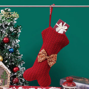 Christmas Decorations Knitting Wool Hanging Gift Bag - AVINCET