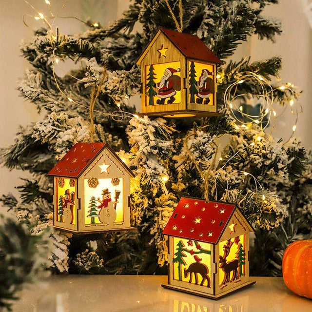 Decorative Festive Luminous Wooden Pendants - AVINCET