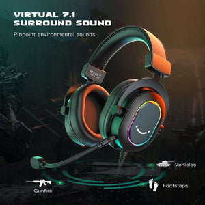 Dynamic RGB Gaming Headset with Mic Over-Ear Headphones 7.1 Surround Sound PC PS4 PS5 3 EQ Options Game Movie Music - AVINCET