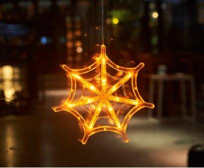 Halloween Window Hanging LED Lights Spider Pumpkin Hanging Ghost Horror - AVINCET