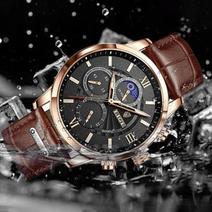 LIGE 2023 New Mens Watches Top Brand Luxury Brown Leather Casual Quartz Watch Men Sport Waterproof Clock Watch Relogio Masculino - AVINCET