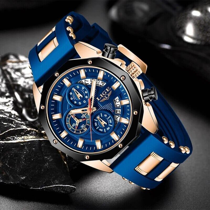 LIGE Fashion Men Watches Top Brand Luxury Silicone Sport Watch Men Quartz Date Clock Waterproof Wristwatch Chronograph Clock Man - AVINCET