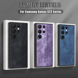 Luxury Skin Leather Case For Samsung Galaxy S23 Ultra S22 Ultra Plus A14 A34 A52 A54 A53 5G Coque Shockproof Soft Bumper Cover - AVINCET