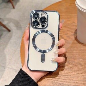 Magnetic For Magsafe Wireless Charge Plating Case For iPhone 14 13 12 Pro Max 11 Luxury Lens Protector Slim Clear Back Cover - AVINCET
