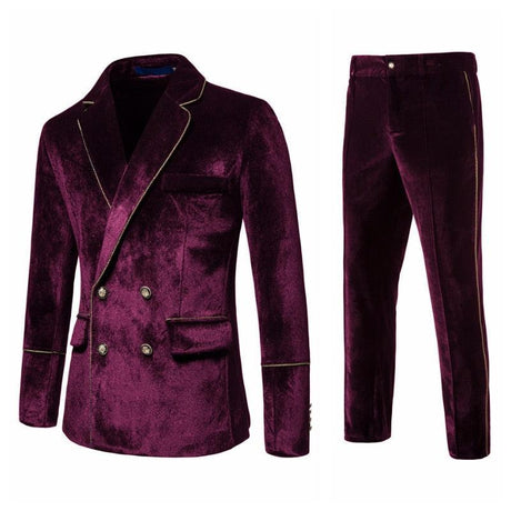 Men's High-end Velvet Suits Dress Jacket Party Costumes Jacket and Pants - AVINCET