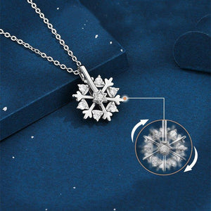 Rotatable 925 Silver Snowflake Necklace Women Luxury Niche Design Shiny Rhinestone Jewelry Autumn And Winter Birthday Gift For Friends - AVINCET