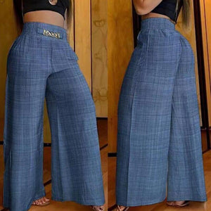 Summer Waist Wide Leg Straight Pants Women Chain High Casual Pocket Design Elegant Vacation Long Pants Streetwear Loose Trousers - AVINCET