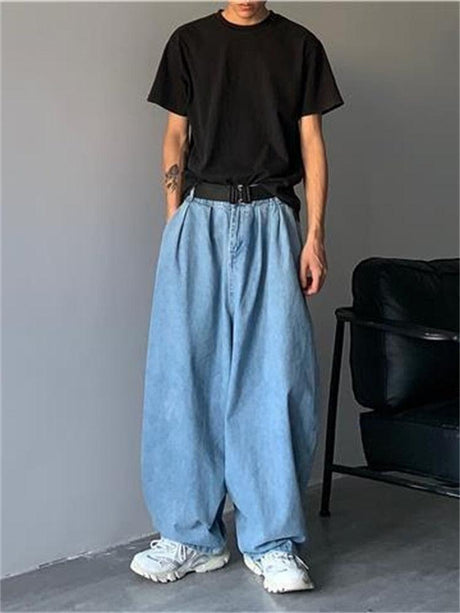 Wide Leg Cargo Pants 2022 Streetwear Baggy Jeans New Spring Autumn Men Fashion Loose Straight Male Brand Clothing Black - AVINCET