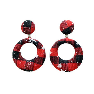 Women's Fashion Personality Geometry Round Christmas Earrings - AVINCET